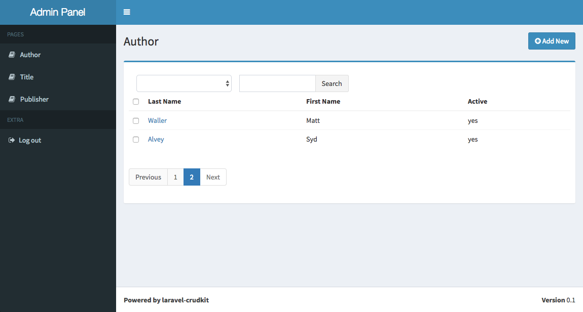 Screenshot of laravel-crudkit